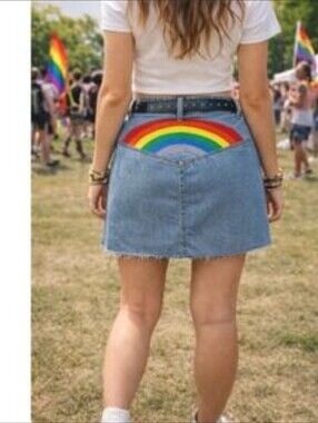 Pride Brand TARGET Rainbow Light Wash Raw Hem Blue Jean Mini Skirt